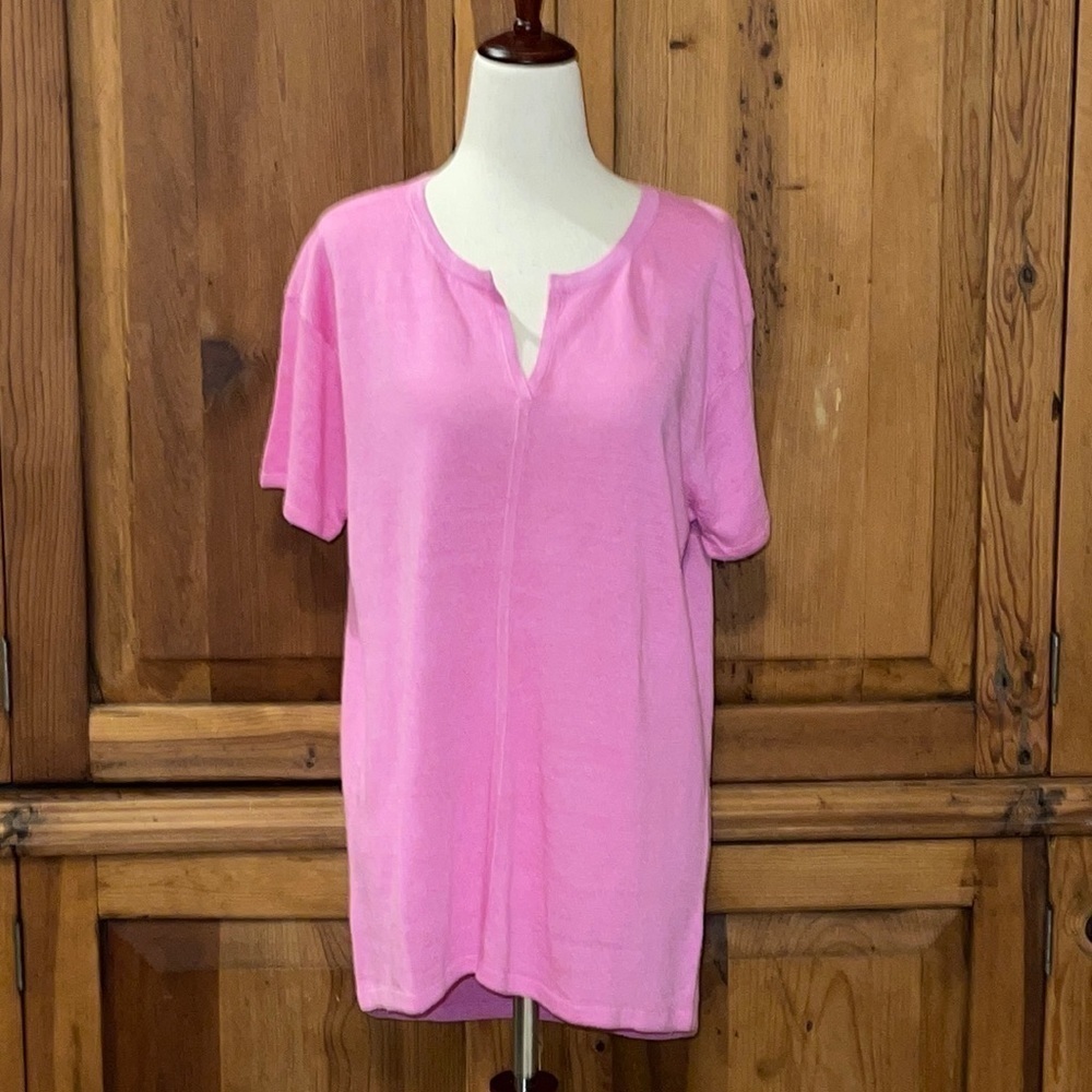 NWT Talbots 100% Linen Pink Tunic Sz. MD.